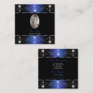 Noble Black Blue Lila Ornate Ornaments Lägg till b Fyrkantigt Visitkort