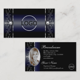 Noble Black Blue White Squiggled Jewels Logotyp Ph Visitkort