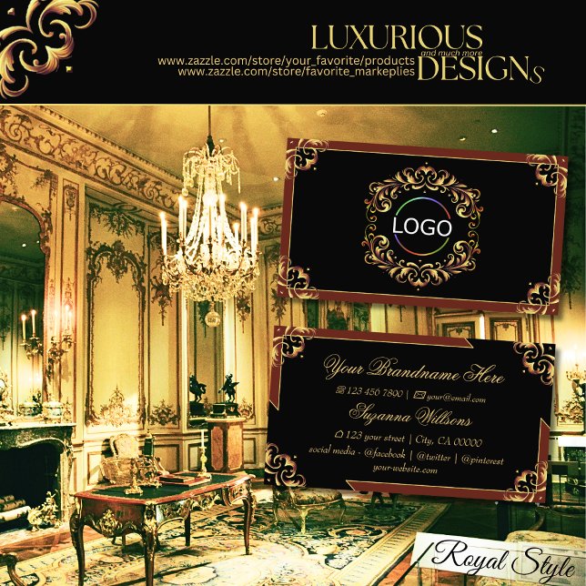 Noble Black Brown Guld med Logotyp Impressive Visitkort (Skapare uppladdad)