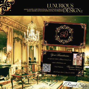 Noble Black Brown Guld Monogram Photo QR-kod Visitkort