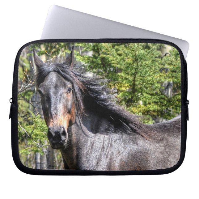 Noble Black Champion Stallion Horse Equine Photo Laptop Sleeve (Framsidan)