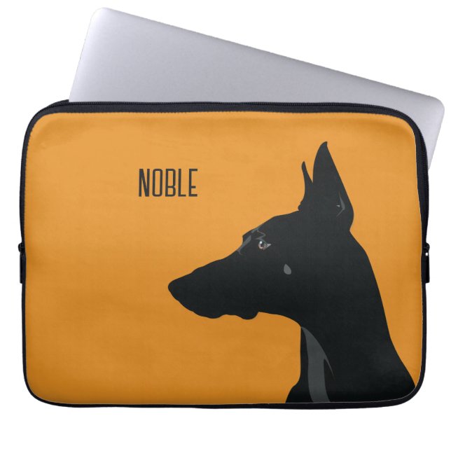 Noble Black Doberman Laptop Fodral (Framsidan)