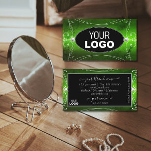 Noble Black Grönt Ornate Gnistra Diamonds Add Logo Visitkort