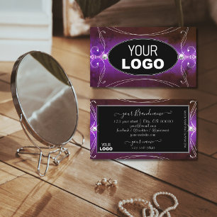 Noble Black Lila Ornate Gnistra judar med Logotyp Visitkort