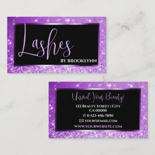Noble Black Luxury Lila Ombre Sparkling Glitter Visitkort