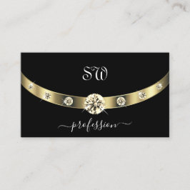 Noble Black och Guld med Monogram Professionell Visitkort