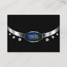 Noble Black och Silver Amulet Blue Grönt Marble Visitkort