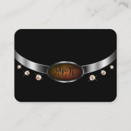 Noble Black och Silver med Initialer Rhinestones Visitkort