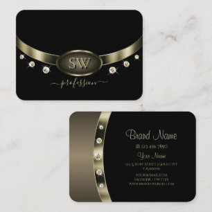 Noble Black Platinum Silver med monogramdiamanter Visitkort
