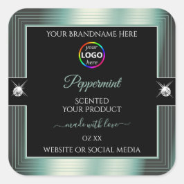 Noble Black Shiny Isig Teal med Logotyp Product La Fyrkantigt Klistermärke