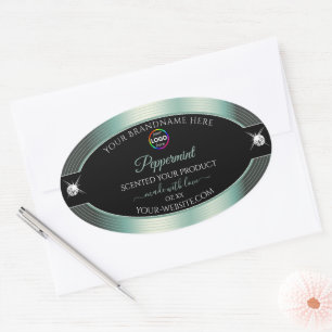 Noble Black Shiny Isig Teal med Logotyp Product La Ovalt Klistermärke