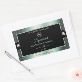 Noble Black Shiny Isig Teal med Logotyp Product La Rektangulärt Klistermärke