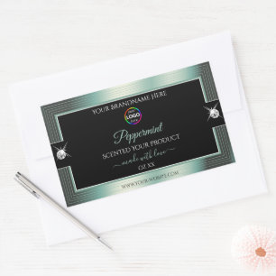 Noble Black Shiny Isig Teal med Logotyp Product La Rektangulärt Klistermärke