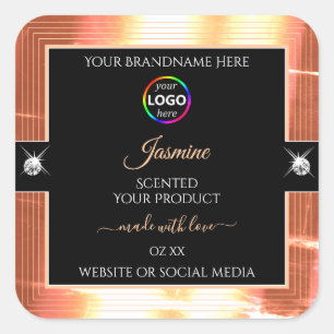 Noble Black Shiny Salmon Cream Logotyp Product Lab Fyrkantigt Klistermärke