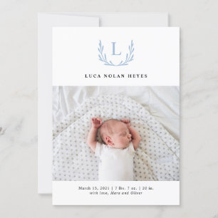 Noble Blue Monogram utandningsmeddelande Inbjudningar