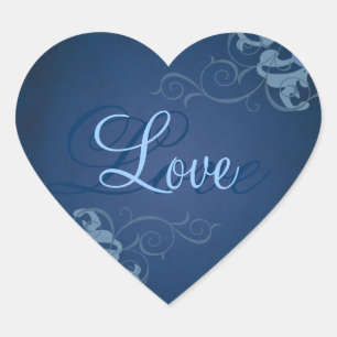 Noble Blue Rulla Heart Blue Kärlek Sticker Hjärtformat Klistermärke