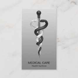 Noble Classy Medical Elegant Black White Asclepius Visitkort