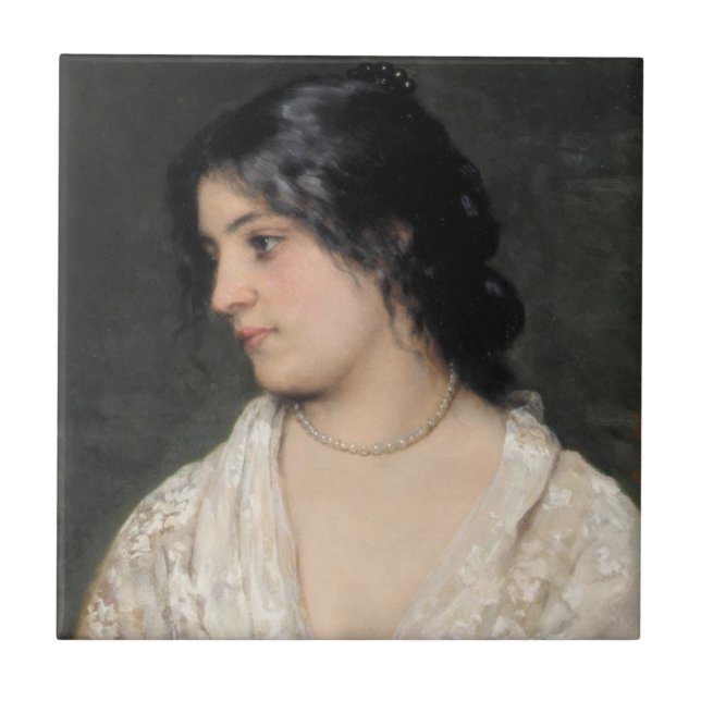 Noble Dam med Pearl Necklace Kakelplatta (Framsidan)