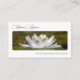Noble florist white vatten lily calligraphy QR-Cod Visitkort