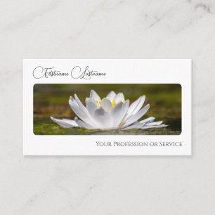 Noble florist white vatten lily calligraphy QR-Cod Visitkort