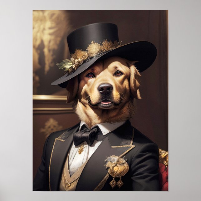 Noble Golden Retriever in elegant Victorian dress Poster (Framsidan)