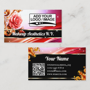 Noble Golden Rosa ros Glitter Stars QR Code Logoty Visitkort
