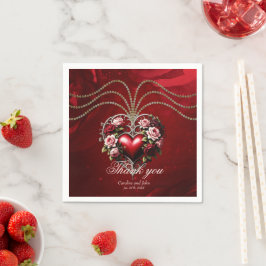 Noble gothic Hjärtat med blommor. Pappersservett