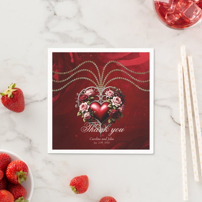 Noble gothic Hjärtat med blommor. Pappersservett (Insitu)