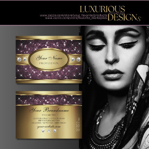 Noble Guld Decor Lila Glitter Stars och diamanter Visitkort