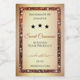 Noble Guld Effect Shimmery Glitter produktetikette Mat Etikett