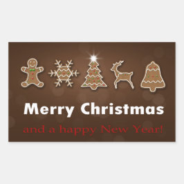 Noble jul Gingerbröd Cookies Rektangulärt Klistermärke