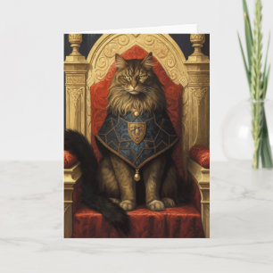 Noble Maine Coon Cat Throne Art Skriv ut Kort