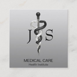 Noble Medical Classy Elegant Black White Asclepius Fyrkantigt Visitkort