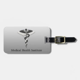 Noble Medical Classy Elegant Black White Caduceus Bagagebricka