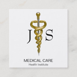Noble Medical Classy Elegant Guld Silver Asclepius Fyrkantigt Visitkort