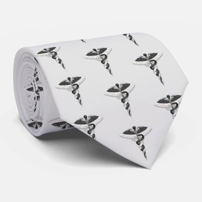 Noble Medical Elegant Black White Caduceus Mönster Slips (Rullad)