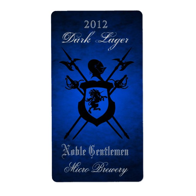 Noble Mina Knight Vapensköld Blue Beer Label Fraktsedel (Framsidan)