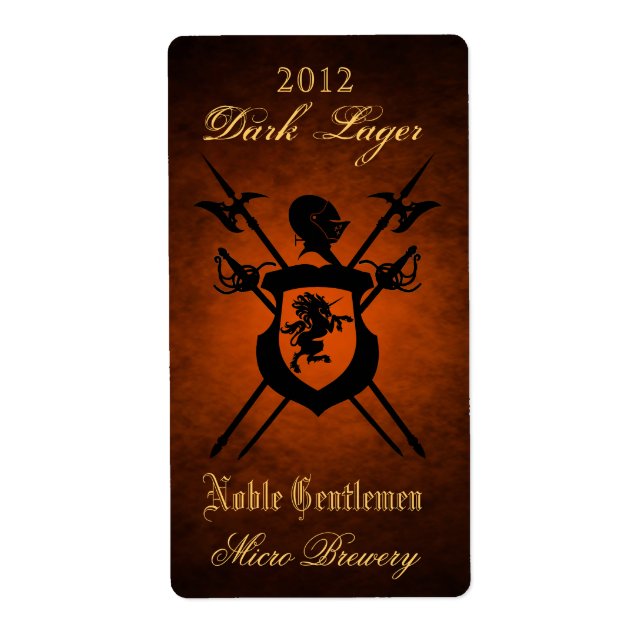 Noble Mina Knight Vapensköld Orange Beer Label Fraktsedel (Framsidan)