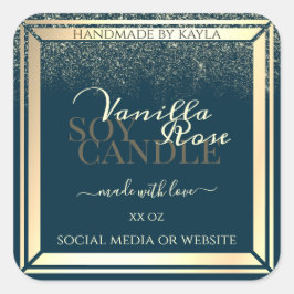 Noble Mörk blått produktförpackningsetikett Guld R Fyrkantigt Klistermärke