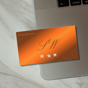 Noble Orange och Brown Sparkling Diamonds Initiale Visitkort