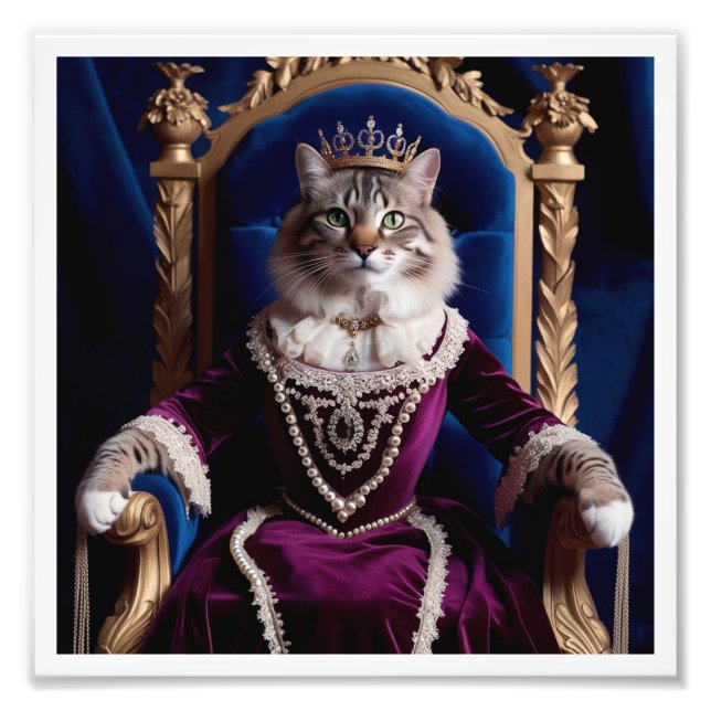Noble Queen Pet Porträtt - Royal Digital Art Fototryck (Framsidan)