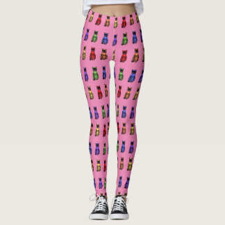 Noble Rainbow Cats Sitting on Pink Leggings