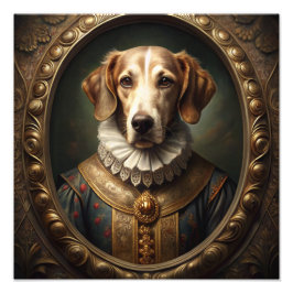 Noble Renaissance Porträtt i Vintage Ram Fototryck