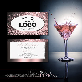 Noble Ro Rosa and White Gnistra Glitter Add Logoty Visitkort