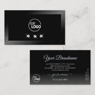 Noble Shimmery Black Sparkling Diamonds med Logoty Visitkort