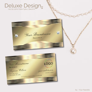 Noble Shimmery Guld med shiny Diamonds och Logotyp Visitkort