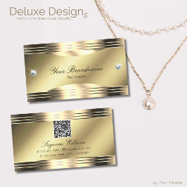 Noble Shimmery Guld Shiny Diamonds med QR-kod Visitkort