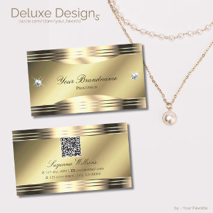 Noble Shimmery Guld Shiny Diamonds med QR-kod Visitkort
