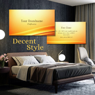 Noble Shimmery Orange Curved Decor Inspirational Visitkort