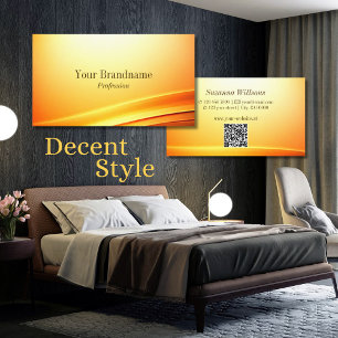 Noble Shimmery Orange Curved Decor med QR-kod Visitkort